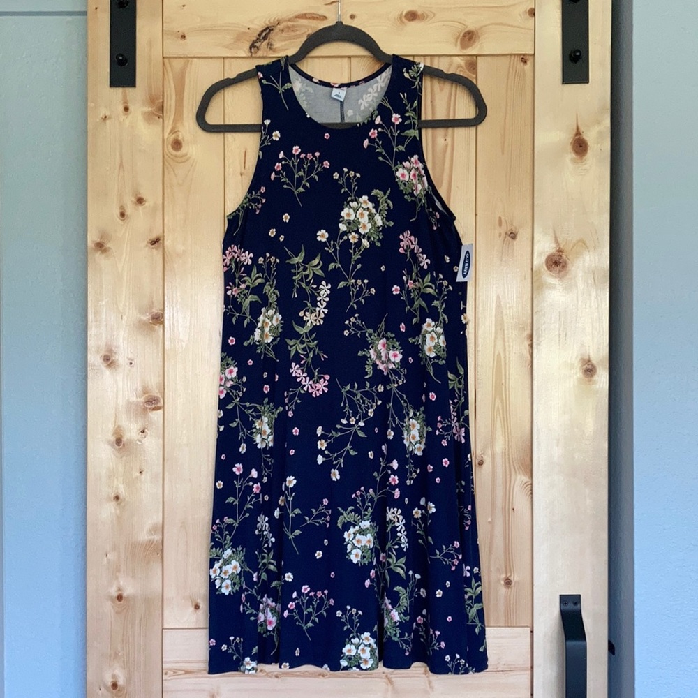 NWT Old Navy Shift Dress S Floral Blue New Soft